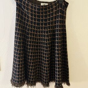 Max Studio Black and Brown Grid A-Line Skirt